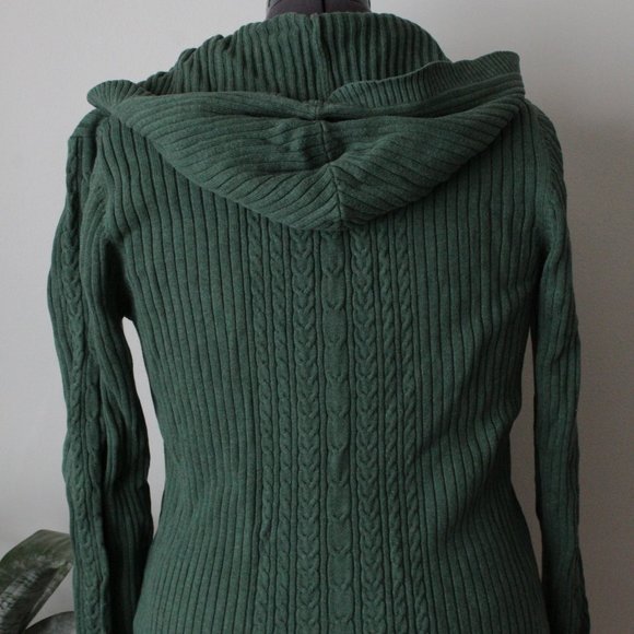 Old Navy Green Cable knit hooded sweater XL - Picture 4 of 5